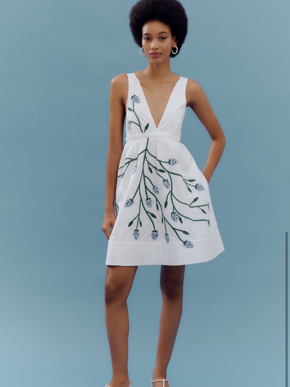 Maeve White Embroidered Floral Sundress